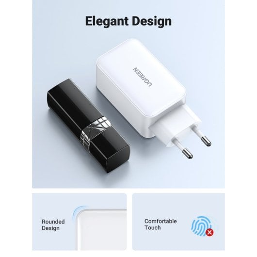 Ugreen Nexode Cargador Carga Rápida Gan 65w 2 USB-C + 1 USB-A Blanco