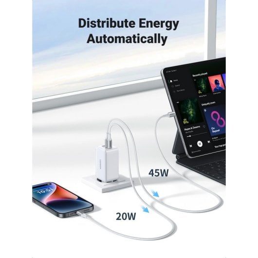 Ugreen Nexode Cargador Carga Rápida Gan 65w 2 USB-C + 1 USB-A Blanco