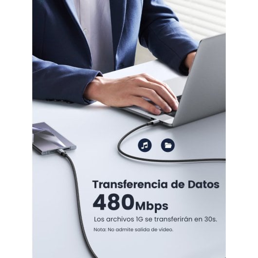 Ugreen 70427 Cabo USB2.0 USB-C para USB-C 1m Preto