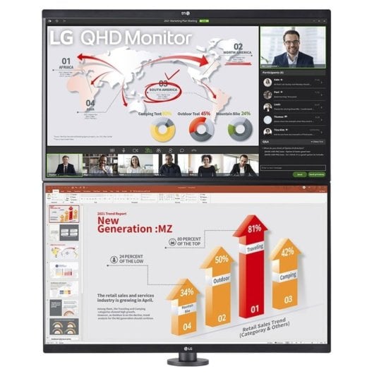 LG Ergo Dual 27QP88DP-BS 27" LED IPS QHD Altura Ajustable FreeSync USB-C