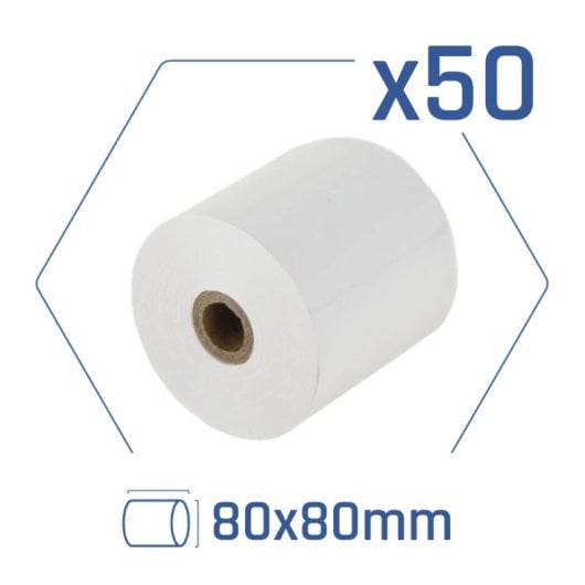 iggual Pack 50 Rollos Papel Térmico sin BPA 80x80mm