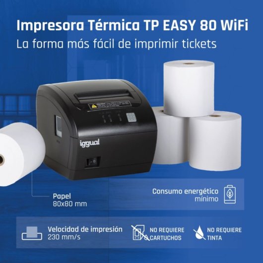 iggual TP EASY 80 Thermo-Ticketdrucker USB+RJ11 WiFi Schwarz