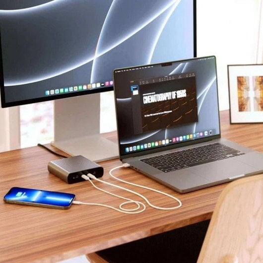 Hyper HyperJuice Carregador GaN de Secretária 245W com 4 Portas USB-C PD + Cabos Alimentação EU/UK