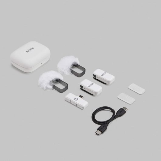 Microfone Rode Wireless Micro USB-C omnidirecional compacto branco