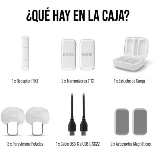 Microfone Rode Wireless Micro USB-C omnidirecional compacto branco