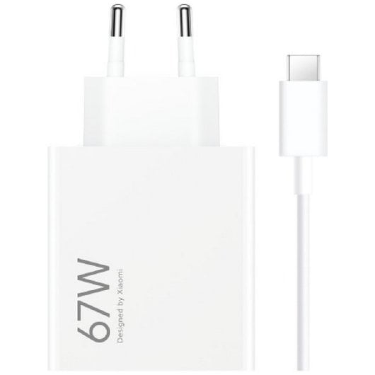 Xiaomi Adaptador de Corriente Carga Rápida 67W HyperCharge Combo USB-A Blanco + Cable USB-A a USB-C