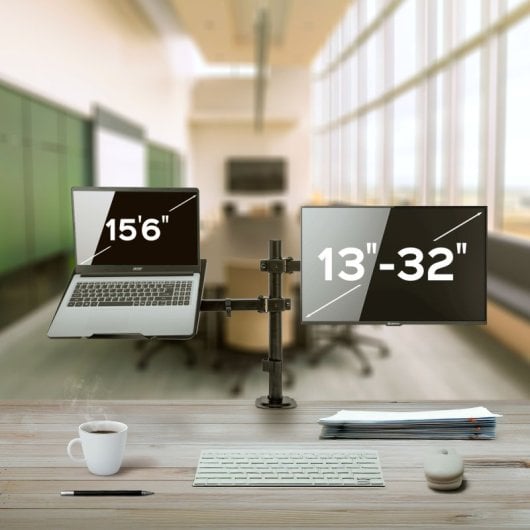 Unykach TV-/Monitor-Tischständer für 13-32-Zoll-Bildschirme mit Laptop-Ständer