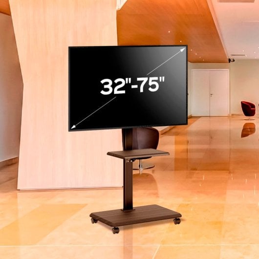 Unykach Boden-TV-Ständer, mobil mit Ablage und höhenverstellbar für 32-75-Zoll-Bildschirme, max. Vesa 600 x 400 mm