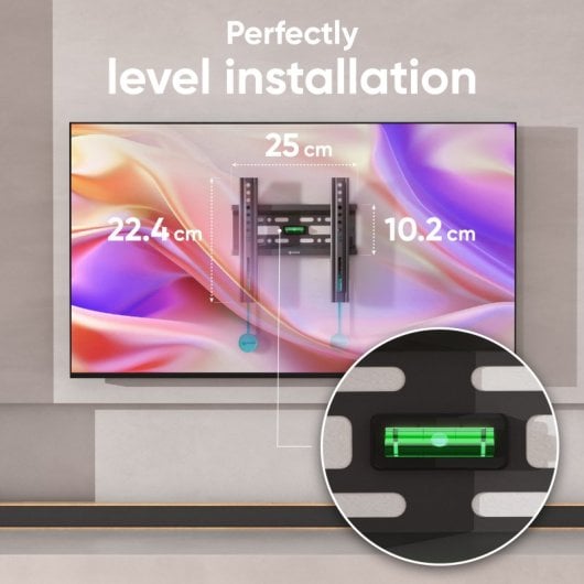 Support mural TV Onkron de 17 à 43 pouces - Support mural TV universel avec poids jusqu'à 30 kg - Bras mural TV avec Vesa de 75x75 à 200x200 / Support mural TV fixe FM1-B Noir