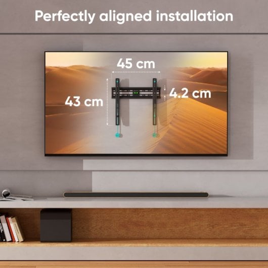 Support mural TV Onkron 32 à 65 pouces - Support mural TV universel avec poids jusqu'à 50 kg - Support mural TV fixe avec Vesa max 400x400 mm / Support mural TV fixe FM2-B Noir