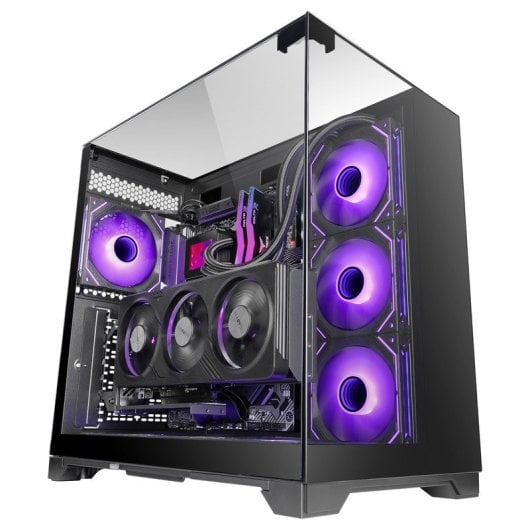 Mars Gaming Mc-vision Caja Atx Triple Cristal Templado Sin Marco Diseño Doble Cámara Usb 3.0 Negro