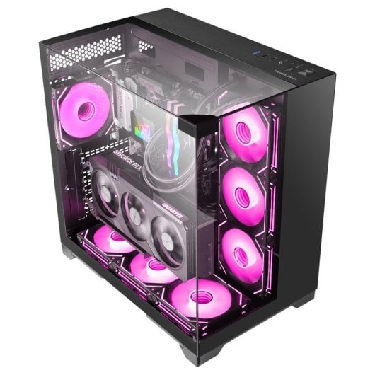 Mars Gaming Mc-vision Caja Atx Triple Cristal Templado Sin Marco Diseño Doble Cámara Usb 3.0 Negro