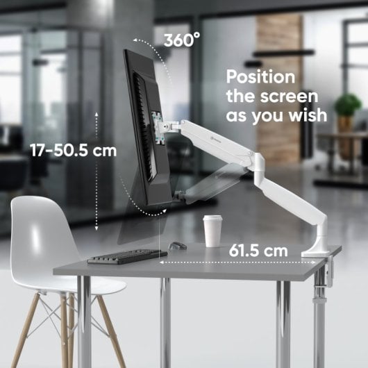 Onkron G100-w Brazo para Monitor 13-32" Peso 9Kg Vesa 75x75/100x100 Giratorio e Inclinable Blanco