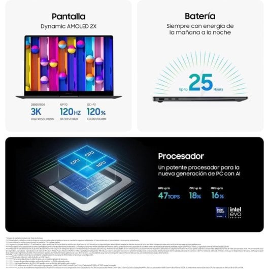 Samsung Galaxy Book5 Pro 360 Dynamic AMOLED 2X Intel Core Ultra 7 258V/32GB/1TB SSD/16" Táctil