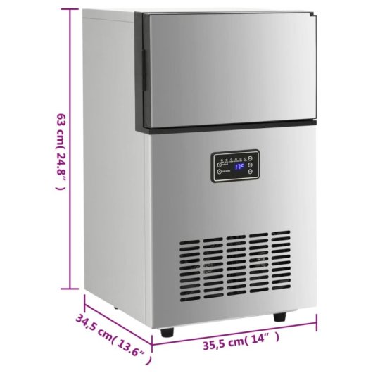 Vidaxl Máquina De Hacer Cubitos De Hielo 45 Kg/24H Plateada
