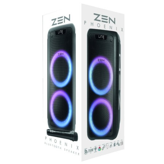 Enceinte Bluetooth Zen Phoenix avec éclairage LED et microphone sans fil 25W RMS Noir