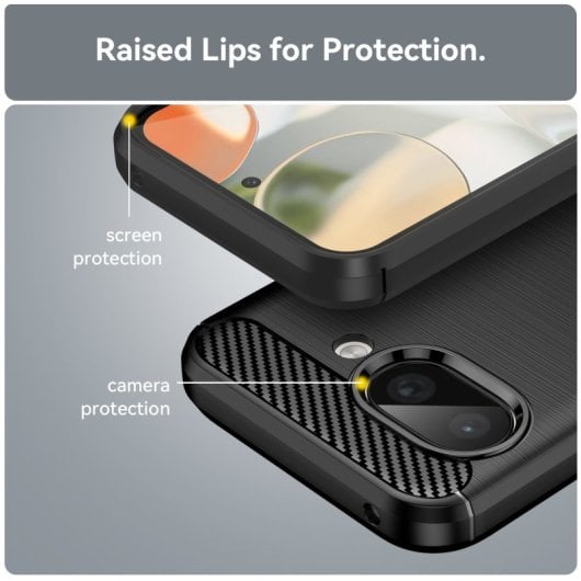 Max Power Digital Funda Fibra de Carbono Carcasa Antigolpes Silicona Negra para Google Pixel 9a