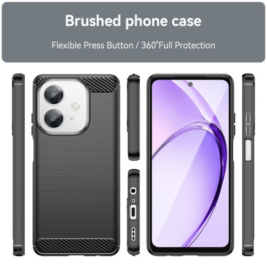 Custodia in silicone antiurto nero Max Power Digital Carbon Fiber per OPPO A40