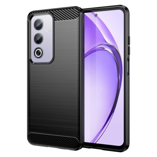 Custodia in silicone antiurto nero Max Power Digital Carbon Fiber per OPPO A80