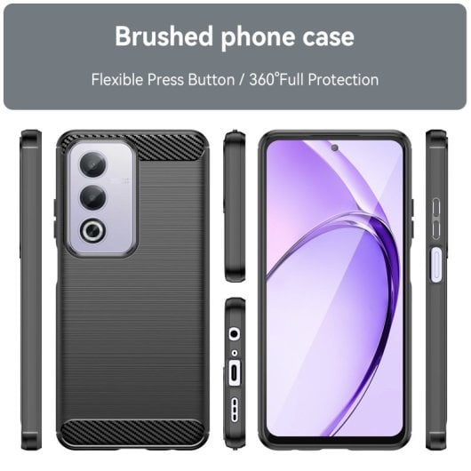Custodia in silicone antiurto nero Max Power Digital Carbon Fiber per OPPO A80