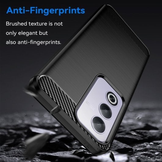 Custodia in silicone antiurto nero Max Power Digital Carbon Fiber per OPPO A80