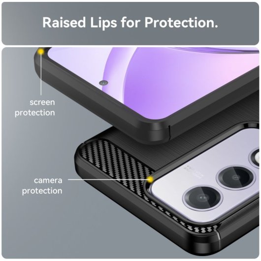 Custodia in silicone antiurto nero Max Power Digital Carbon Fiber per OPPO A80
