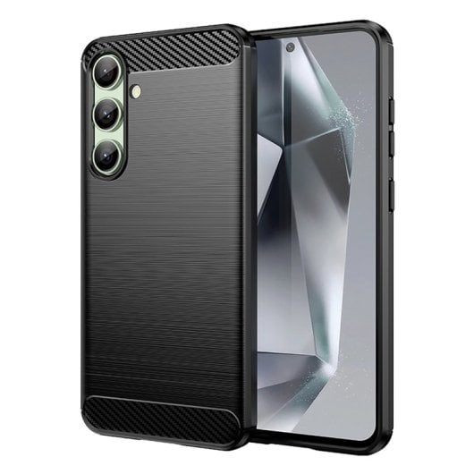 Max Power Digital Funda Fibra de Carbono Antigolpes Silicona Negra para Samsung Galaxy S24 FE