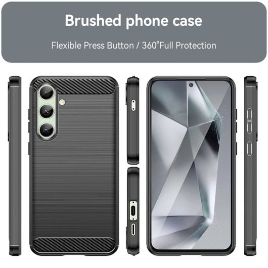Max Power Digital Funda Fibra de Carbono Antigolpes Silicona Negra para Samsung Galaxy S24 FE