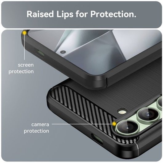 Max Power Digital Funda Fibra de Carbono Antigolpes Silicona Negra para Samsung Galaxy S24 FE