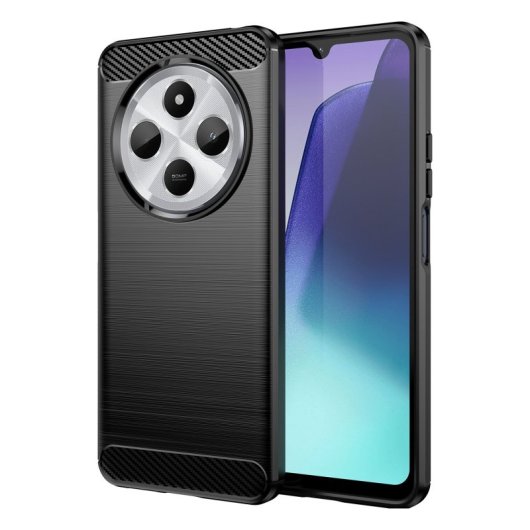 Max Power Digital Funda Fibra de Carbono Antigolpes Silicona Negra para Xiaomi Redmi 14C / POCO C75