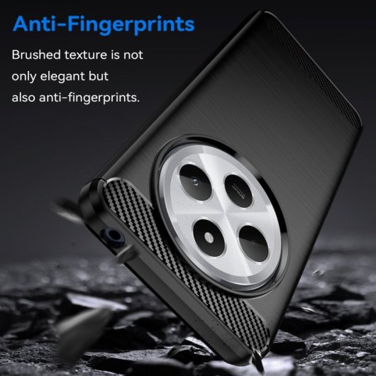 Max Power Digital Funda Fibra de Carbono Antigolpes Silicona Negra para Xiaomi Redmi 14C / POCO C75