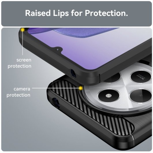 Max Power Digital Funda Fibra de Carbono Antigolpes Silicona Negra para Xiaomi Redmi 14C / POCO C75