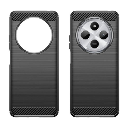 Max Power Digital Funda Fibra de Carbono Antigolpes Silicona Negra para Xiaomi Redmi 14C / POCO C75