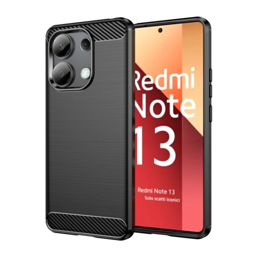 Max Power Digital Funda Fibra de Carbono Antigolpes Silicona Negra para Xiaomi Redmi Note 13 4G