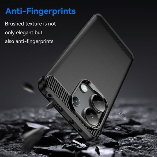 Max Power Digital Funda Fibra de Carbono Antigolpes Silicona Negra para Xiaomi Redmi Note 13 4G