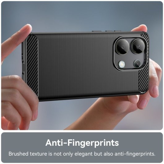 Max Power Digital Funda Fibra de Carbono Antigolpes Silicona Negra para Xiaomi Redmi Note 13 4G