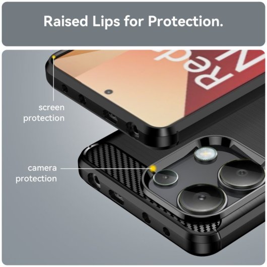 Max Power Digital Funda Fibra de Carbono Antigolpes Silicona Negra para Xiaomi Redmi Note 13 4G