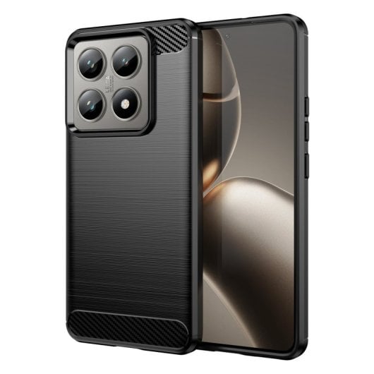 Max Power Digital Funda Fibra de Carbono Antigolpes Silicona Negra para Xiaomi 14T / 14T Pro