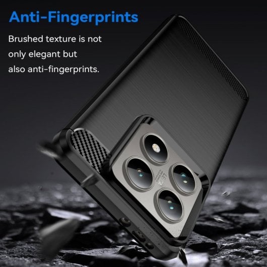 Max Power Digital Funda Fibra de Carbono Antigolpes Silicona Negra para Xiaomi 14T / 14T Pro