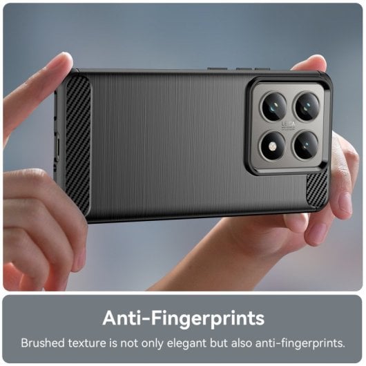 Max Power Digital Funda Fibra de Carbono Antigolpes Silicona Negra para Xiaomi 14T / 14T Pro