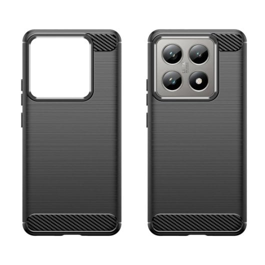 Max Power Digital Funda Fibra de Carbono Antigolpes Silicona Negra para Xiaomi 14T / 14T Pro