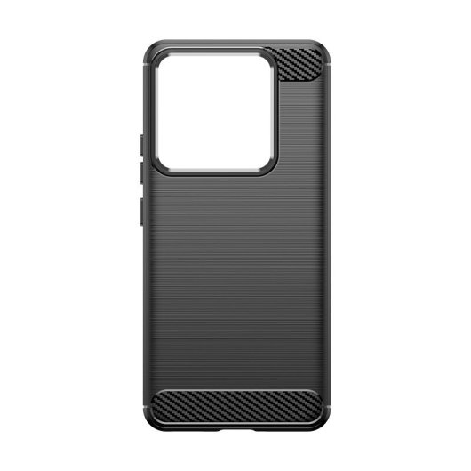 Max Power Digital Funda Fibra de Carbono Antigolpes Silicona Negra para Xiaomi 14T / 14T Pro