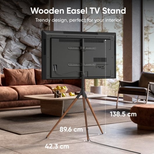 Onkron Support TV et trépied TV au sol 32 à 65 pouces - Support TV universel avec poids jusqu'à 35 kg - Support TV au sol avec Max Vesa 400x400 / Support TV pivotant TS1220-B Noir
