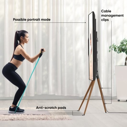 Onkron Support TV et trépied TV au sol 32 à 65 pouces - Support TV universel avec poids jusqu'à 35 kg - Support TV au sol avec Max Vesa 400x400 / Support TV pivotant TS1220-B Noir