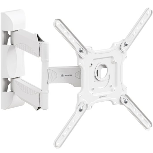Support mural pour téléviseur Onkron de 32 à 65 pouces - Support mural pour téléviseur avec pince jusqu'à 35 kg - Bras TV universel avec Vesa max 400 x 400 mm / Support mural pour téléviseur inclinable et pivotant M4-w Blanc