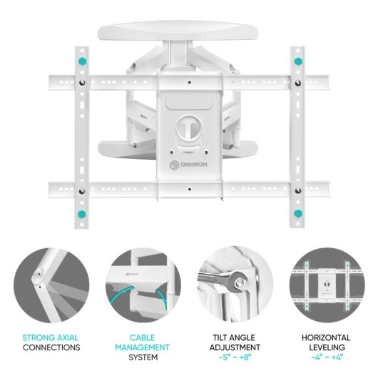 Onkron M6L-W Soporte Brazo Tv Giratorio e Inclinable De 40 A 75" Hasta 45,5 Kg Vesa 600x400 Blanco