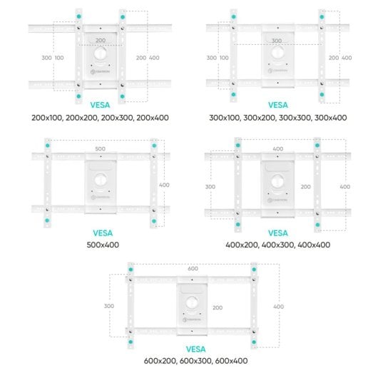 Onkron M6L-W Soporte Brazo Tv Giratorio e Inclinable De 40 A 75" Hasta 45,5 Kg Vesa 600x400 Blanco