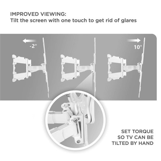 Support TV Onkron 37 à 70 pouces - Support mural pour téléviseur avec poids jusqu'à 36,4 kg - Support mural pour téléviseur suspendu avec Vesa 100x100 - Vesa 400x400 mm / Support TV pivotant et inclinable M5-w Blanc
