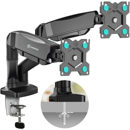 Supporto per monitor Onkron G160-B da 13 a 32" con doppio braccio, fino a 8 kg, Vesa 100x100, nero