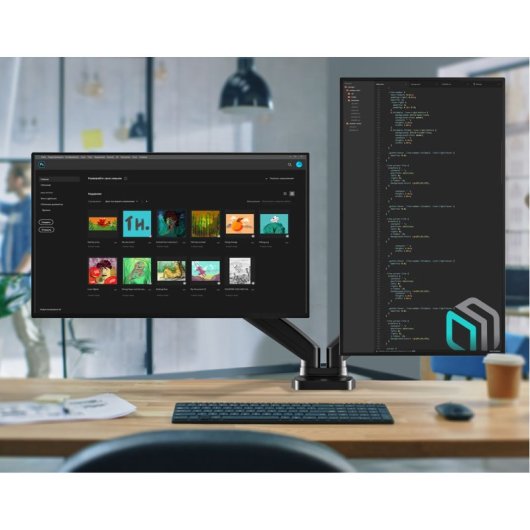 Supporto per monitor Onkron G160-B da 13 a 32" con doppio braccio, fino a 8 kg, Vesa 100x100, nero